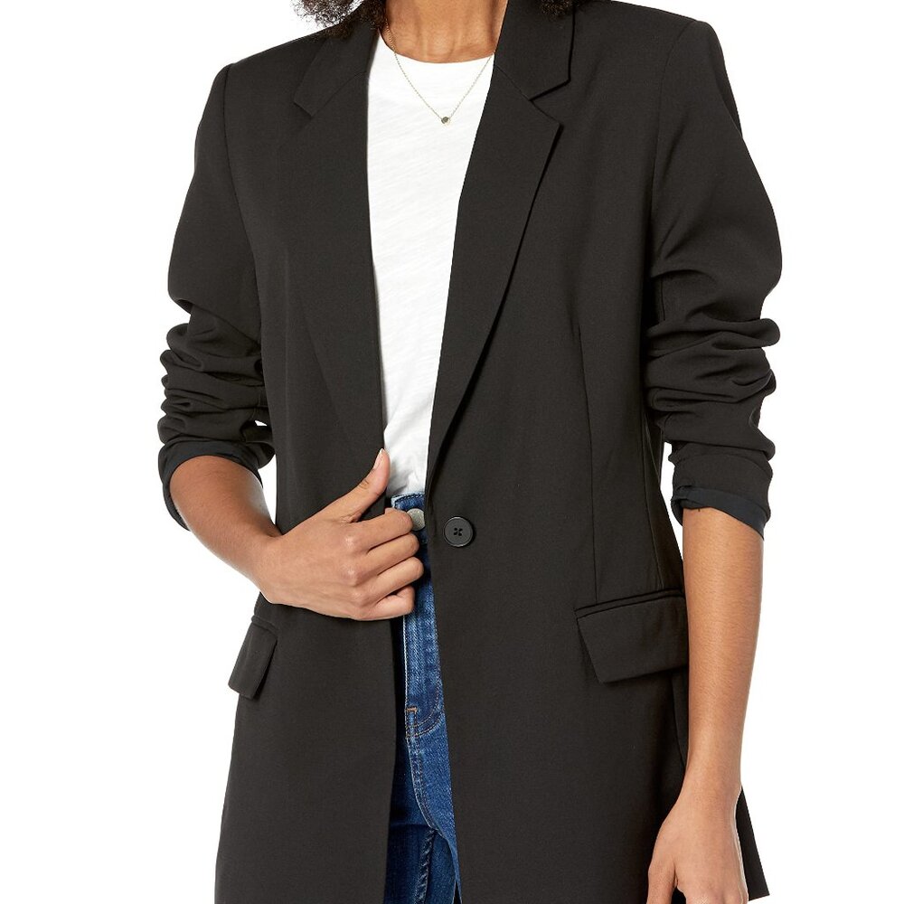 Long Notched Collar Blazer Power Workwear Professional